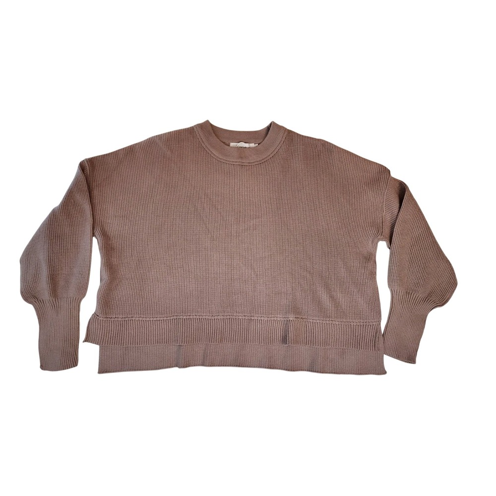 Anrabess Oversized Sweater Women Small Crew Neck Tan NWT  cozy soft